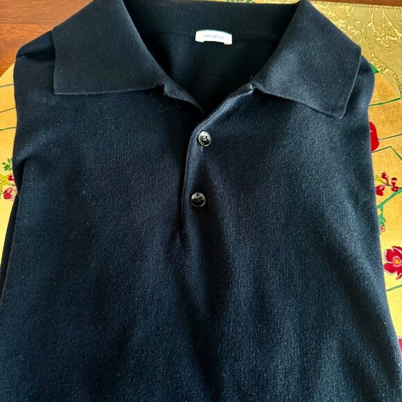 MALO of Italy 100% Cotton Textured Men's Polo Size 48 Black-Excellent! - Picture 1 of 9